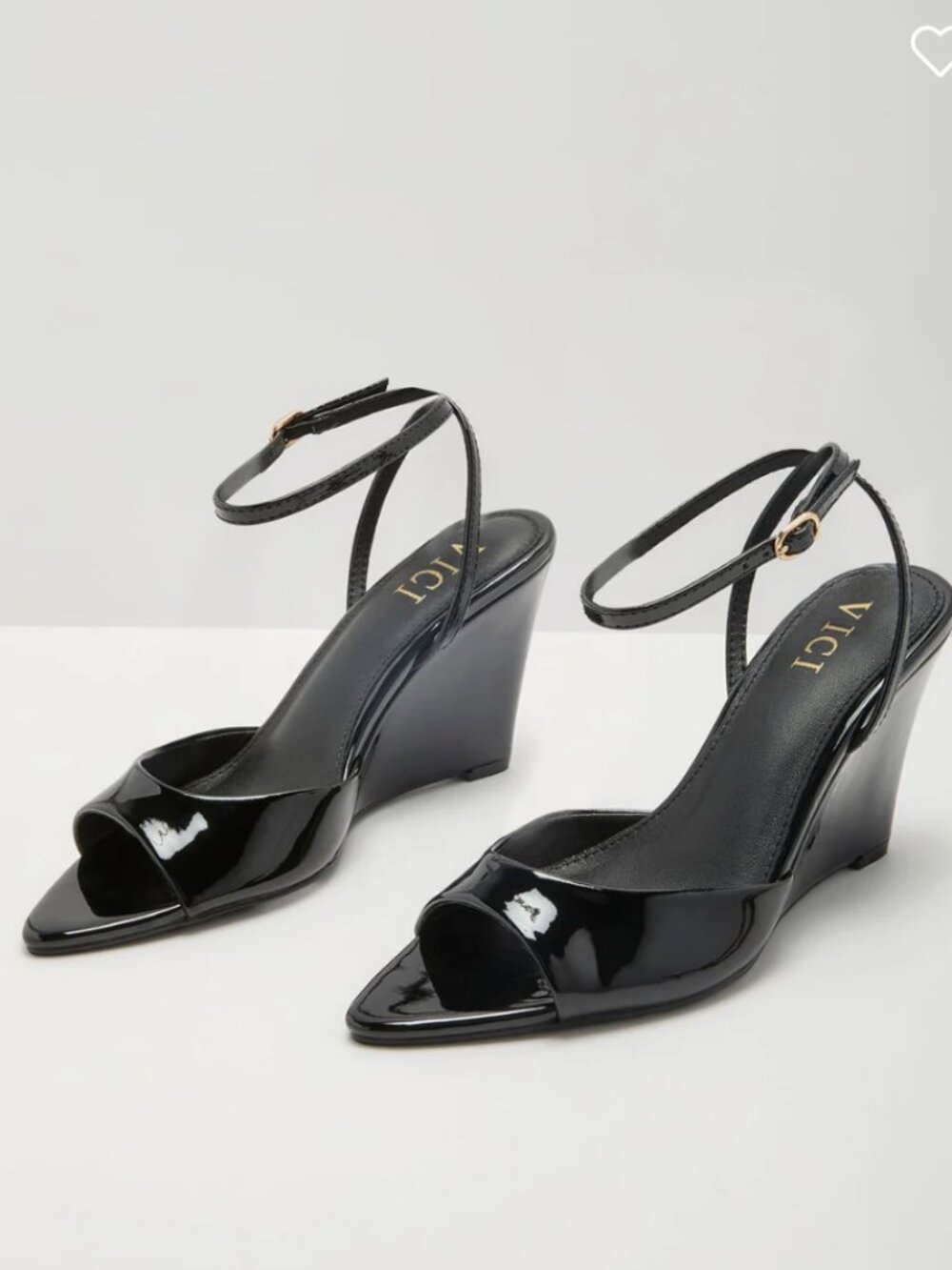 Nicks Patent Faux Leather Open Toe Wedges | Vici